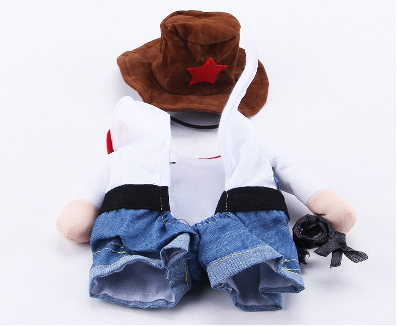 Cowboy Pet Costume Western Style Dog Outfit with Hat and Bandana
